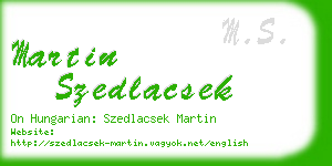 martin szedlacsek business card